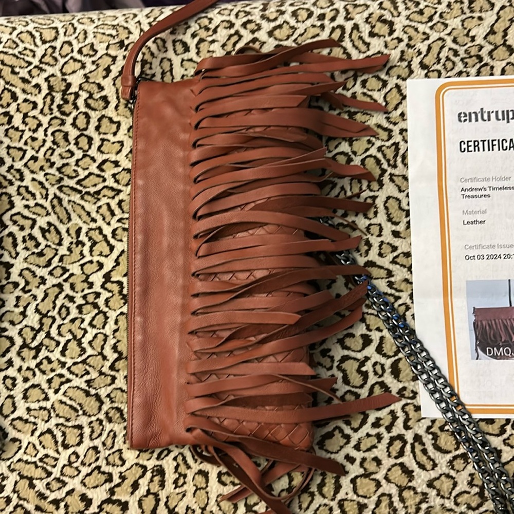 Bottega Venera mauve fringe crossbody bag